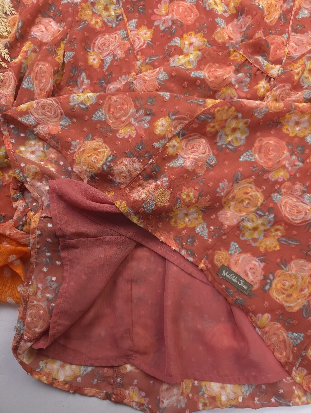 Matilda Jane Coral Floral V-Neck Blouse Sz L - Picture 5 of 11
